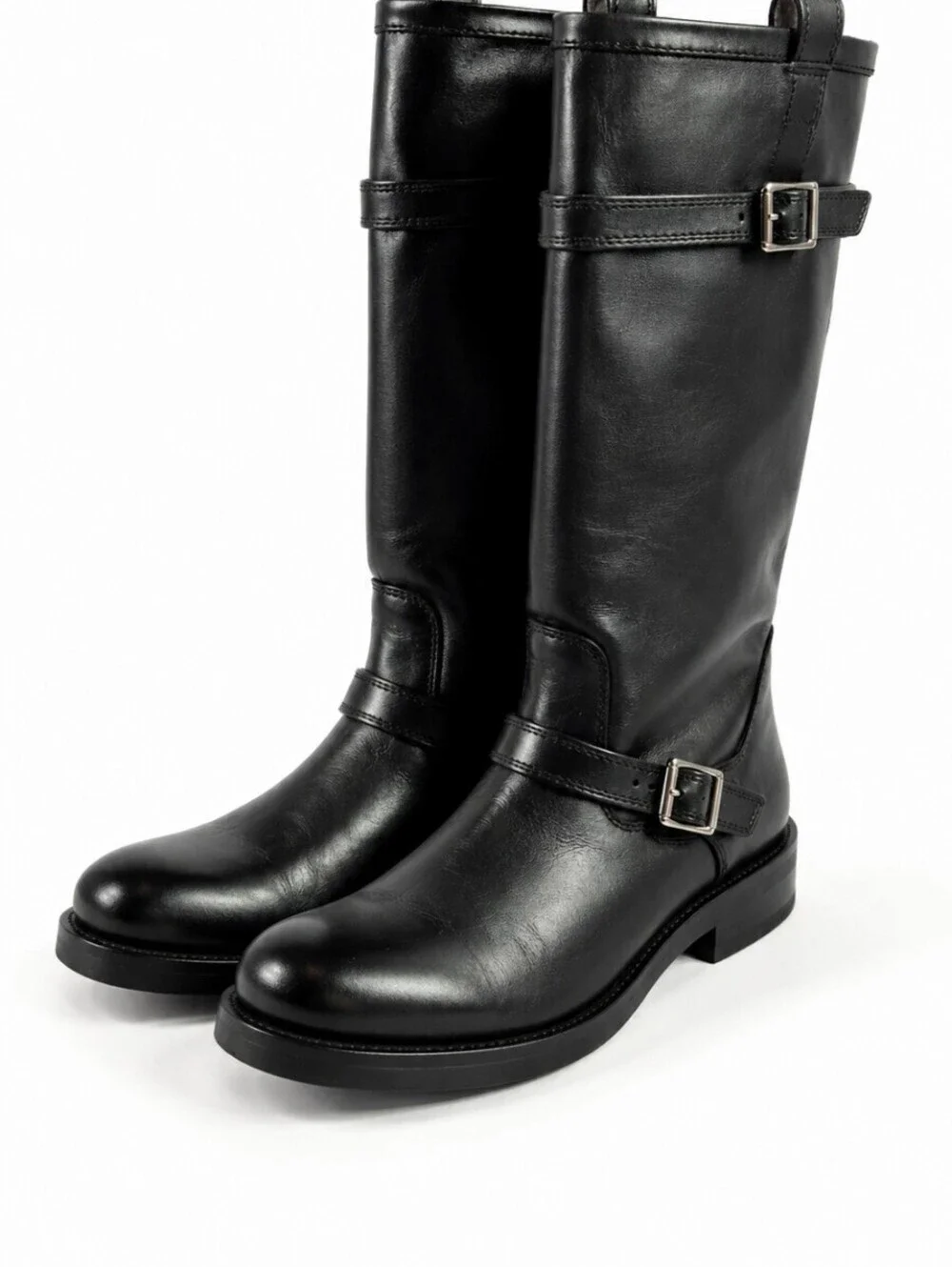 Steve Madden Sady black leather tall buckle boot 8.5M